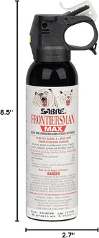 SABRE Frontiersman MAX Bear Spray – 40 ft Range, Maximum Strength, The Only EPA-Registered Spray for Bears & Mountain Lions, 7.9 oz, Glow Safety Clip, Outdoor Hiking & Camping Protection
