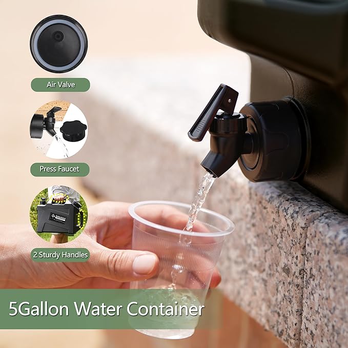 3.2 Gallon/5 Gallon Water Containers with Spigot, BPA Free Water Jug, Military Green Water Tank, Multifunction Water Storage Containers for Camping Outdoor Hiking,Emergency Stroage