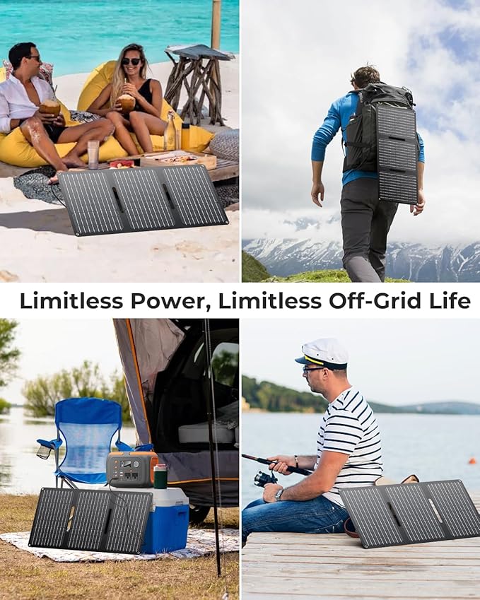 30W Solar Panel Charger YT30 Foldable Solar Panel IP65 Waterproof Solar Charger with QC3.0 USB & DC Output(10 Connectors) 24% High Efficiency for Outdoor Camping