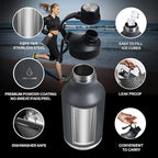 Vacuum Insulated Jug with Straw Lid Dustproof, Half Gallon Insulated Beer Growler, 3 Lids Wide Mouth Thermos Mug, Leakproof BPA Free and Dishwasher Safe - 64 Oz Grey