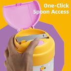 15 oz Soup Thermo for Hot Food Kids Insulated Food Jar with Spoon,Lunch Thermo Container, Width Mouth Vacuum Stainless Steel Food Thermo for School Travel, Leakproof, Easy to Open(Yellow)