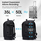 Vacuum Backpack for Men, 50L Expandable Travel Backpack With Vacuum Seal System, Water Resistant 17.3 Inches Laptop Backpack with USB Charging Port-Not Vaccum Pump Included
