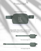 ODODOS Unisex Mini Belt Bag with Adjustable Strap Small Fanny Pack for Workout Running Traveling Hiking, Iron Gray