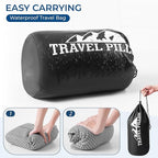 Travel Pillow Memory Foam Pillows, Ergonomic Wave Cervical Neck Pillow for Neck Pain Relief, Compressible Medium Firm Side Sleeper Pillow, Ideal for Camping, Office, Home & Bed (Light Grey, M)