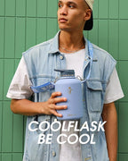 Coolflask 64 oz Water Bottle with Strap, Insulated Half Gallon Large Water Jug with Straw & Spout Lids, Stainless Steel Metal Flask, Keep Cold 48h Hot 24h, Leak Proof & Non-BPA, Dutch Blue