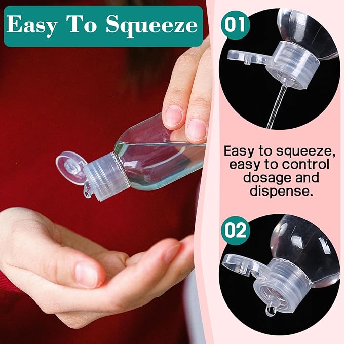 100 Pack Empty 3.4 oz Travel Bottles Tsa Approved Leakproof Plastic Squeezable Small Bottles for Toiletries Liquids Travel Essentials with Black Flip Cap