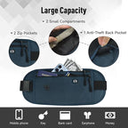 FuninCrea Waterproof Hidden Money Belt for Travel, Anti-Theft Belt Bag with RFID Blocking Function Adjustable Slim Waist Bag with 2 Zipper Pockets and 1 Back Pocket for Men and Women (Style l, Black)
