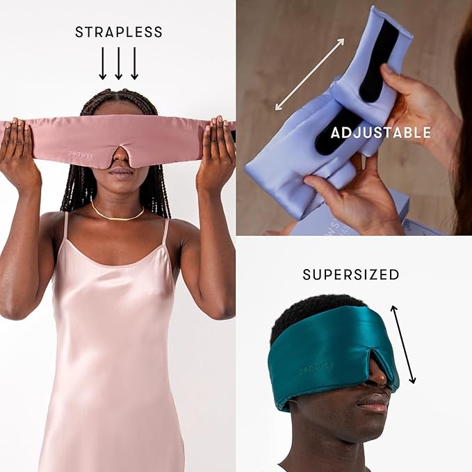 DROWSY Silk Sleep Mask. Face-Hugging, Padded Silk Cocoon for Luxury Sleep in Total Darkness. (Moonlight Shadow)