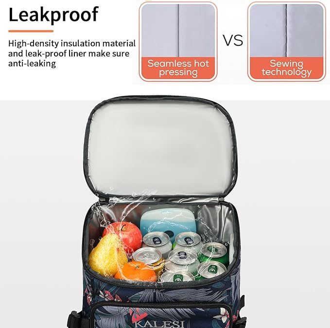 Kalesi Cooler Backpack 36 Cans Lightweight Insulated Backpack Cooler Leak-Proof Travel Camping Lunch Backpack Outdoor Cutlery Backpack for Men and Women