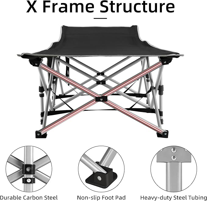 Fragess Foldable Camping Cots for Adults, 28" Extra Wide Cot with Removable Mattress, 600LBS Max Load, Sleeping Cots for Camping Outdoor/Office, Guest (Azure)
