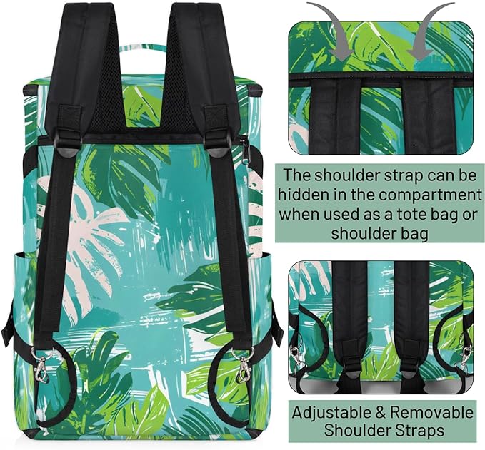 Gym Bag for Men Women with Shoes Compartment Duffle Bag for travel Hiking Waterproof Backpack Fitness Workout(Leaf)