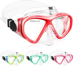 Kids Swim Goggles Snorkel Diving Mask for Boys Girls Ages 5-15, Two-Color Anti-Fog Swimming Goggles with Nose Cover