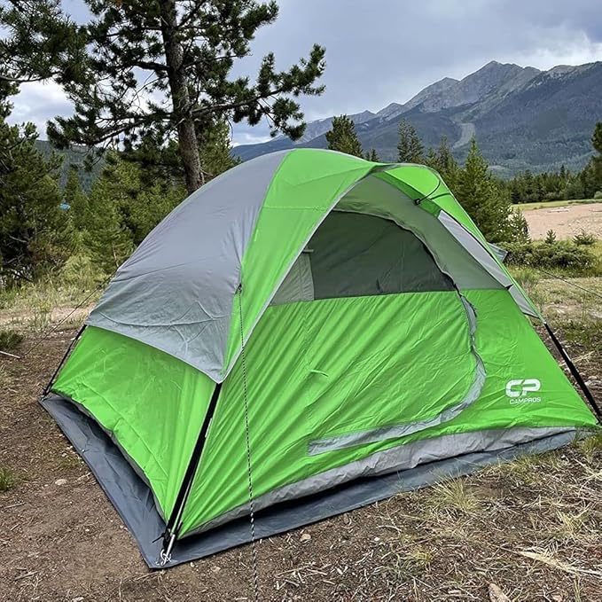 CAMPROS Tent-3-Person-Camping-Tents, Waterproof Windproof Backpacking Tent with Top Rainfly, Easy Set up Small Lightweight Tents, for All Seasons Hiking Beach Outdoor with 3 Mesh Windows