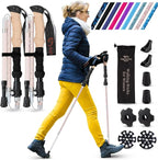 Walking Sticks for Men & Women - 14.5" Foldable Hiking Poles for Backpacking, Exercising and Traveling, Set of 2 Aluminum Nordic Collapsible Trekking Poles