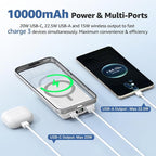 Azmuth Magnetic Wireless Power Bank 10000mAh, 15W Portable Charger Compatible with MagSafe for iPhone 17/16/15/14/13/12 Series Built-in Stand LED Display 20W PD USB-C 22.5W USB-A White