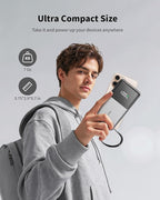 Portable Charger with Built in Cables, 10000mAh Power Bank with Wall Plug, Travel Essential Fast Charging Battery Pack for iPhone 17 16 15 14 etc (Blue)