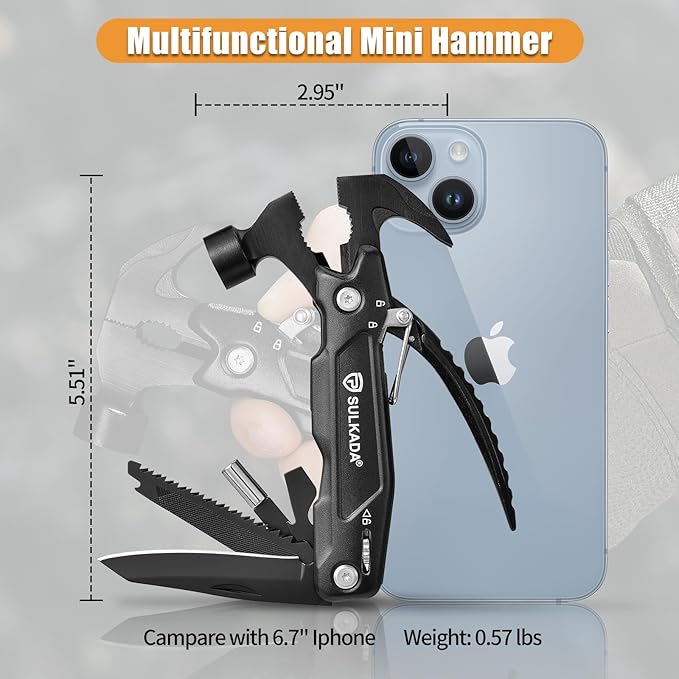 Gifts for men,Multitool Hammer 15 in 1 Camping Accessories Survival Gear,Christmas Stocking Stuffers Unique Brithday Gift Ideas