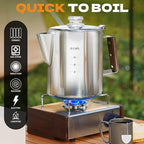 Percolator Coffee Pot Stainless Steel Camping Coffee Pot-NO Aluminum or Plastic Coffee Percolator Stovetop (12 cup)