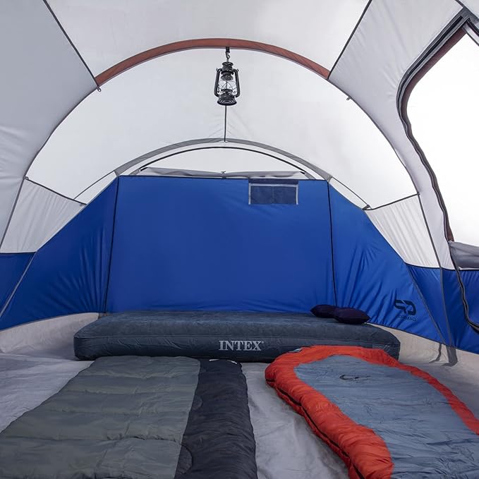 CAMPROS CP Camping Tent 10 Person Family Cabin Tent, 2 Room Water Resistant Waterproof Tent with Top Rainfly, 4 Large Mesh Windows, Double Layer, Easy Set Up, Portable with Carry Bag, 16ft x 9ft x72in