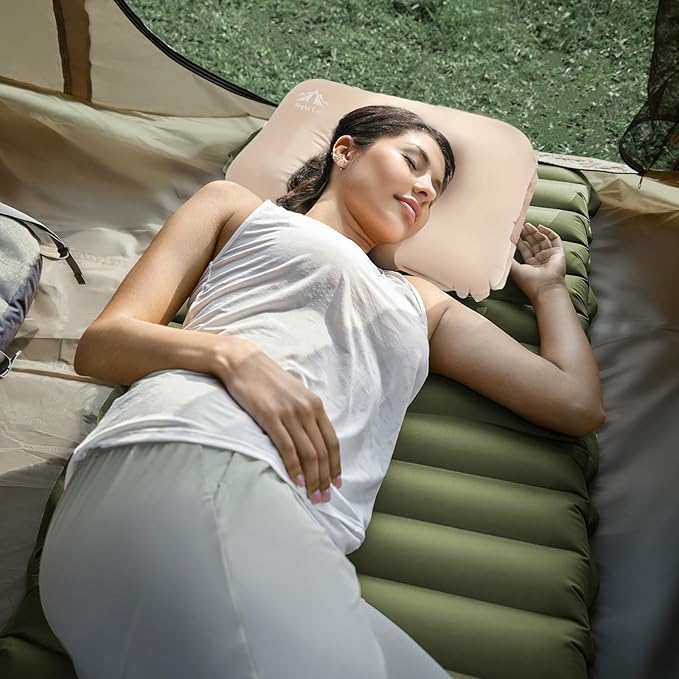 Night Cat Self-Inflatable Camping Pillow: Lightweight Comfortable Memory Foam Pillow for Outdoor Travel Car Camp
