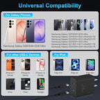 45W 2Pack Super Fast Charger USB C Dual Port Android Phone Charger Type C Fast Charging Block with 10FT Type-C Charger Cord for Samsung Galaxy S26 Ultra/S26/S26+/S25/S24/S23/S22/S21+/iPhone 17/16/15
