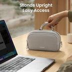 tomtoc Electronic Organizer Travel Case, Water Resistant Dual Compartment Tech Pouch Cable Organization Storage Bag for Charger, Cord, Phone, Hard Drive, Power Bank, Accessories Travel Essentials