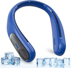 Portable Neck Fan,Personal Wearable Bladeless Fan,LED Display,4-Speeds,6000mAh USB Rechargeable,360° Strong Cooling Wind,Hands Free,Long Lasting,Birthday Gifts for Men Women Dad Mom (Navy)