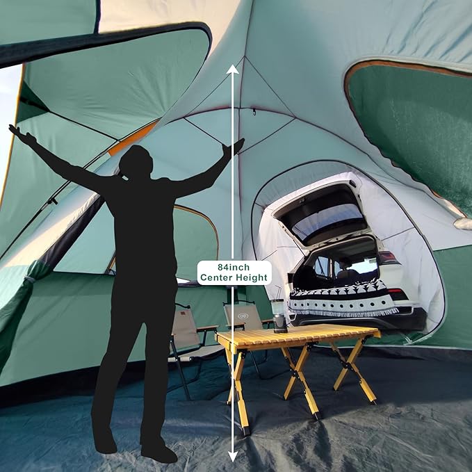 UNP SUV Dome Tent for Camping, Outdoor 6 Person Car Camping Tent, Easy Set Up SUV Tailgate Tent with Rainfly 10' x 10' Vehicle Camping Tent