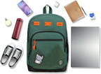 Swissdigital Design Big Student Laptop Backpack with Fun Personalized Patches For College Boy & Girl, Middle High School Teen Bookbag Cool Travel Daypack Green - Includes 3 Patches | SD1718-22