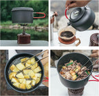 Alocs Camping Cookware Set Camping Gear, Compact Camping Pots and Pans Set, Durable Hard Alumina Camping Cooking Set for Outdoor Backpacking Camping Hiking Picnic, Included Mesh Carry Bag.