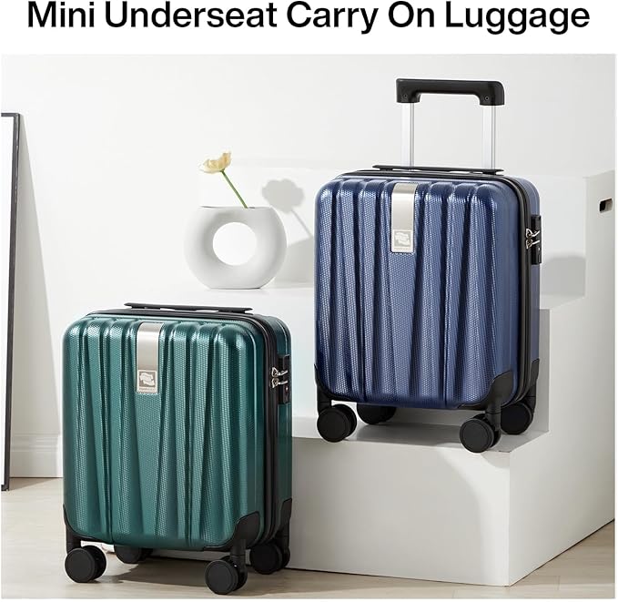 Hanke 14 Inch Underseat Carry On Luggage with Wheels Hard Shell Suitcases Lightweight Small Luggage for Weekender Mini Suitcase Carry On Bag Travel Luggage Christmas Gifts for Birthday (Dark Blue)