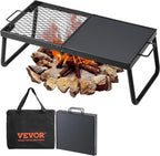 VEVOR Folding Campfire Grill, Heavy Duty Steel Mesh Grate, 22.4" Portable Camping Grates Over Fire Pit, Camp Fire Cooking Equipment with Legs Carrying Bag, Grilling Rack for Outdoor Open Flame Cooking