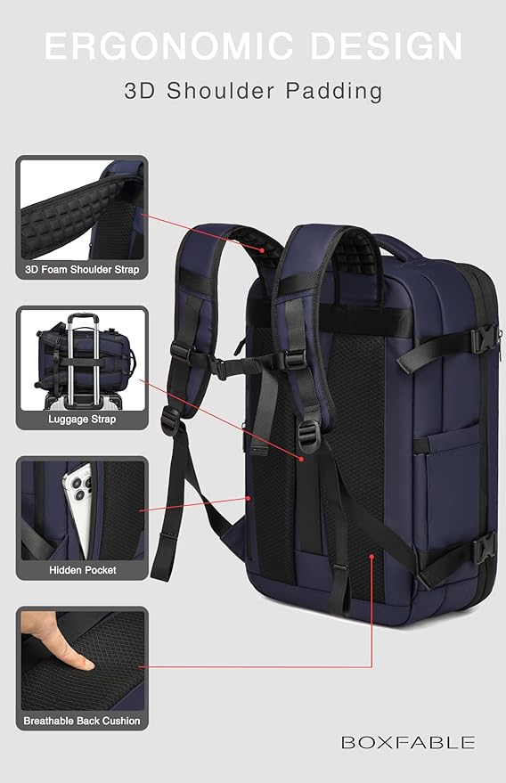Vacuum Seal Travel Backpack 45L with Pump - Expandable Air Compression System, Water-Resistant Business TSA Lock, Laptop Backpack, Carry-On Suitcase Luggage, Gifts for Men