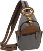 KouLi Buir Canvas Sling bag,Small Crossbody Backpack,Convertible Chest Bag Casual Daypack For Outdoor Cycling Hiking Travel (B3611-D.Grey-N)