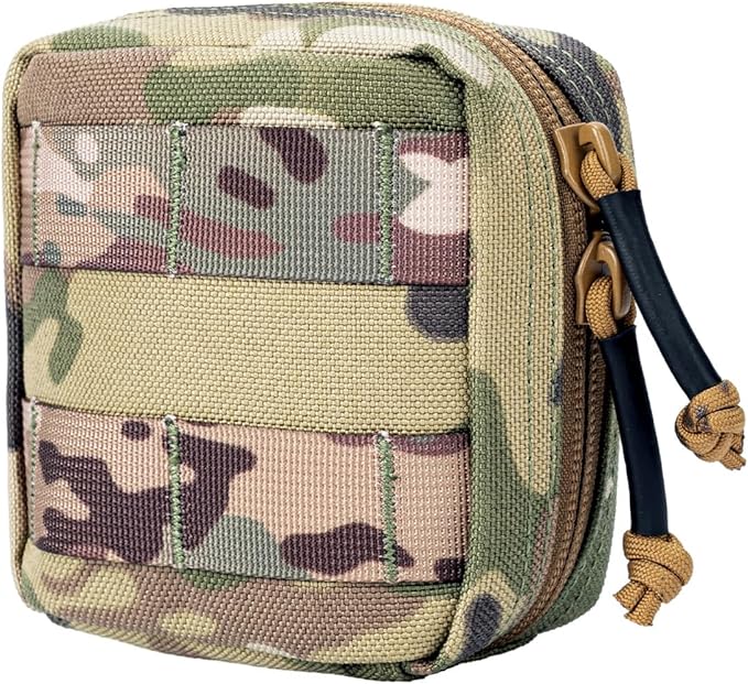 Small MED Kits Holder Duty Belt Gloves Pouch MOLLE Tactical Vest Nasal Spray Case Compact IFAK Carrier Backpack Wallet Cards Knife Gadgets Mini EDC Organizer Bag w/Removeable Clear ID Pocket