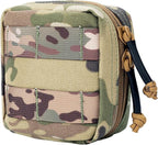 Small MED Kits Holder Duty Belt Gloves Pouch MOLLE Tactical Vest Nasal Spray Case Compact IFAK Carrier Backpack Wallet Cards Knife Gadgets Mini EDC Organizer Bag w/Removeable Clear ID Pocket