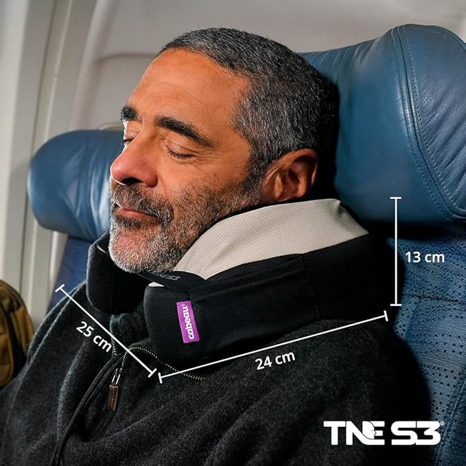 Cabeau Travel Neck Pillows for Airplanes – The Neck’s Evolution, TNE S3 – Supportive Memory Foam Design for Long Haul Flights – Attachable Seat Straps and 360° Support (Sydney Blue)