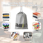 20 Pack Shoe Bags for Travel, 17" x 12.6" Drawstring Shoe Organizers with Clear Window, Breathable Non-Woven Dustproof Pouches for Luggage & Closet (Gray)