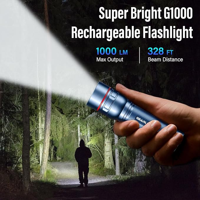 RECHOO Rechargeable Flashlights High Lumens, Super Bright Flash Light 2 Pack, Small Zoomable LED Flashlight with 3 Lighting Modes, Portable Tactical Flashlight for Camping Essentials (Blue)