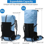 Hiking Backpack,40L to 50L Extra Large Capacity Hiking Bag,Internal Frame Camping Backpack,Upgraded X-PAC Lightweight Sport Daypack Travel Backpack Fit For Mountain Climbing Camping(Blue)