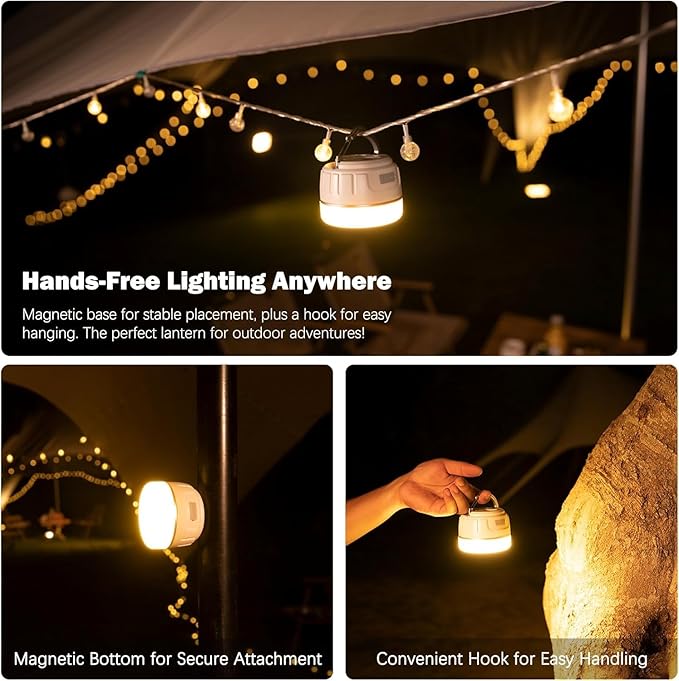 Siivton Camping Lantern Rechargeable, Power Bank 6400mAh, Tent Lights for Camping, Portable LED Camping Light with Remote, Magnetic Base, Waterproof, 5 Light Mode for Hurricane Emergency Hiking Home