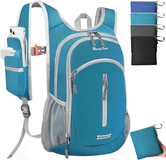 Seektop Small Hiking Backpack 12L to 15L Expandable Travel Packable Waterproof Daypack Lightweight Hiking Bag for Women Men