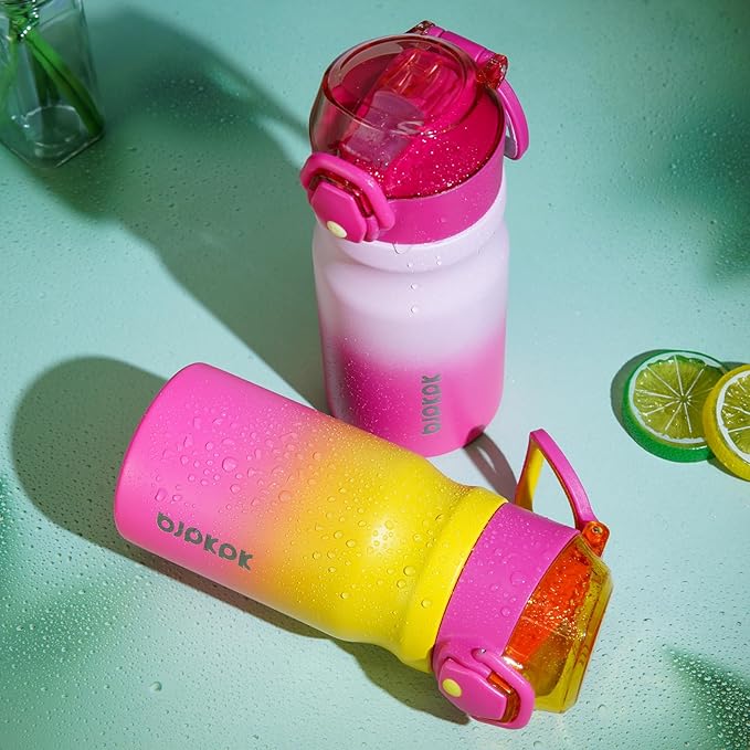 BJPKPK Stainless Steel Insulated Water Bottle With Straw Lid 14oz Reusable Metal Thermo Bottles Keep Cold And Hot,Dawn