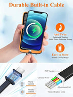 superallure Solar Charger Power Bank,Portable Charger,43800mAh Qc3.0 Fast Charger Qi 10W Wireless Charging Built-in 2 Kinds Output Cable and 680Lumen Bright flashlights
