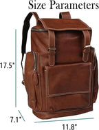 Genuine Crazy Horse Leather Backpack - Vintage Bag with Anti-Theft Design, Fits 16 Inch Laptop(5098-Khaki)