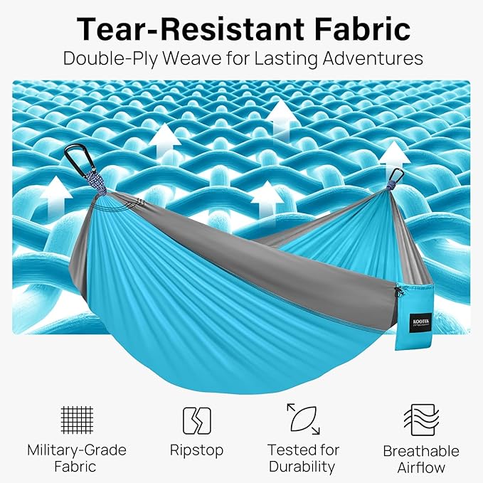 Kootek Camping Hammock, Portable Hammocks with Tree Straps & Attached Carry Bag, Camping Essentials Gear, Perfect for Outside Indoor Hiking Beach Backpack Travel