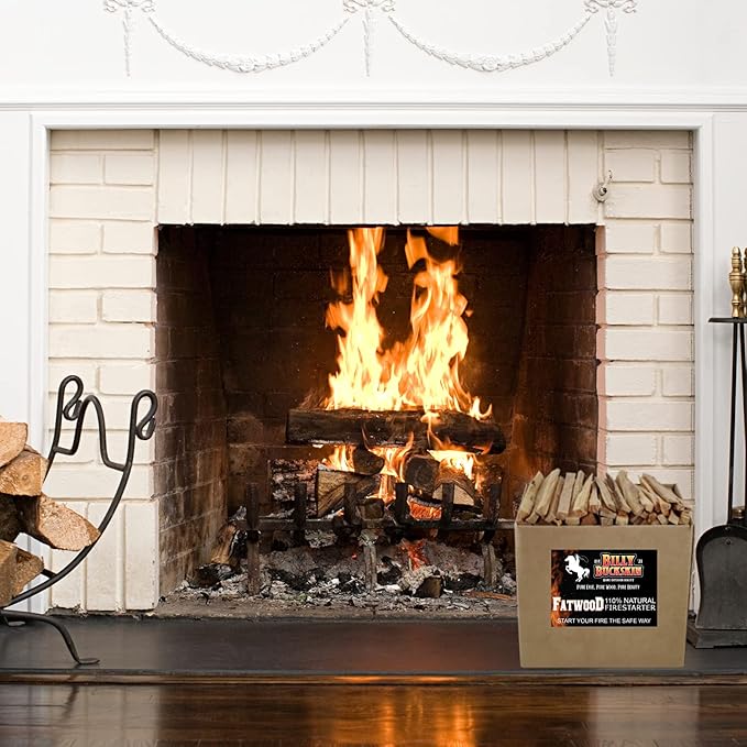 50lb Fatwood Fire Starter Sticks | 100% Natural Fire Starters for Fire Pit, Wood Stoves, Fireplaces & Bonfire | Easy Start w/Just 2 Sticks Burns in All Weather Conditions by Billy Buckskin (50lb Box)