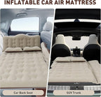 ISWEES Car Bed SUV Air Mattress, Car Air Mattress with Electric Pump, 2 Inflatable Pillows and 2 Footrests for Back Seat, Side Seat,Trunk Sleeping, Thickened Camping Bed - Brown