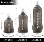 GYGYL Soft Flask, TPU Collapsible Soft Water Bottle for Hydration Pack, Running Vest, Leak-Proof Folding Water Bottle for Hiking Cycling Climbing Jogging-500ml Grey, 2pcs