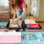 Kono 24 Inch Luggage Suitcase Lightweight with Spinner Wheels TSA Lock Hardside Medium Checked Luggage Durable Rolling Suitcase Pink